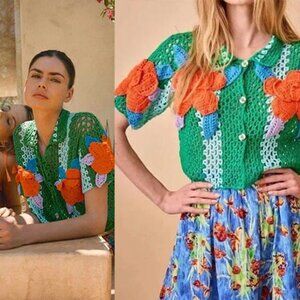 NEW Hunter Bell Short Sleeve Cropped Top Stewart Sweater Green Size: Extra Small